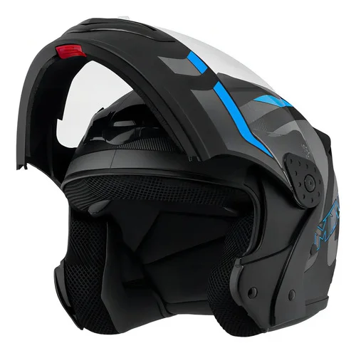 Capacete Robocop Escamoteável Fechado Mixs Gladiator Delta S Cor Cinza Azul Fosco Tamanho do capacete 56
