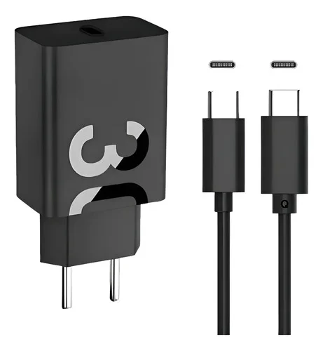 Carregador Para Motorola Turbo 30w Tipo C G04 G24 G34 G54 Preto