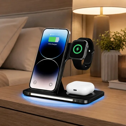 Carregador Por Indução Sem Fio 3 Em 1 Dobrável iPhone Kaidi