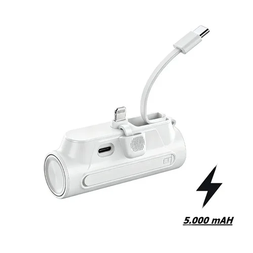 Carregador Portátil De Bolso Power Bank Pocket Com iPhone Notebook Samsung Apple Xiaomi Android Mac Ios 5000mah Branco