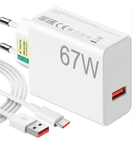Carregador Turbo 67w Usb-c + Cabo Tipo C Branco