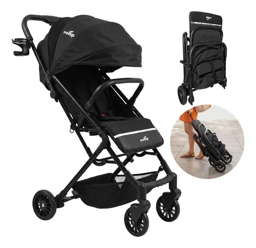 Carrinho Bebe Passeio Infantil Até 22kg Easygo Pipdip Preto Preta