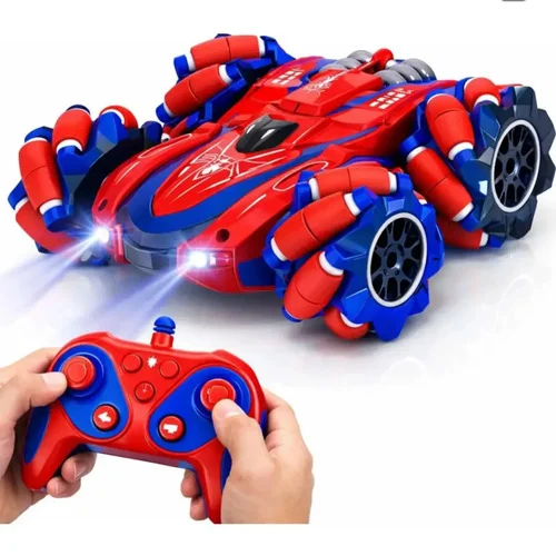 Carrinho Controle Remoto Recarregavel Homem Aranha Drift Luz Gira 360 Brinquedo Infantil Vermelho