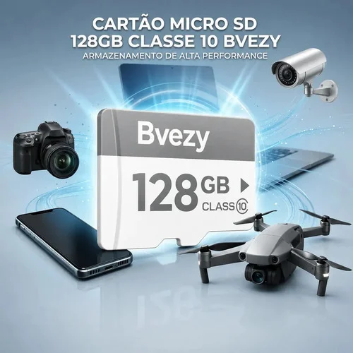 Cartão de Memória MicroSD Bevezy Ultra 128 GB com Adaptador SD