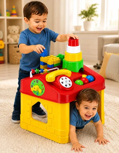 Casa De Atividades Brinquedo Educativo Infantil Bebê 28 Pçs Colorido