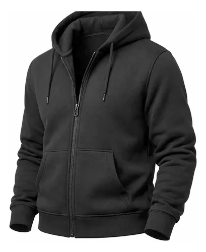 Casaco Moletom Masculino Hugo Jobs Com Ziper E Capuz G Preto Liso