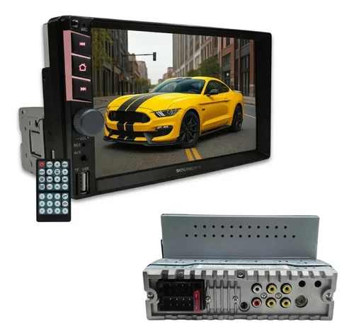 Central Multimídia Universal Mp5 1 Din 7 C/ Espelhamento Via Cabo Mp5 Soundfy Tela Capacitiva