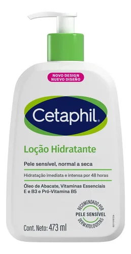 Cetaphil Loção Hidratante Corporal e Facial para Pele Sensível, Normal a Seca 473ml - Hidratação 48h