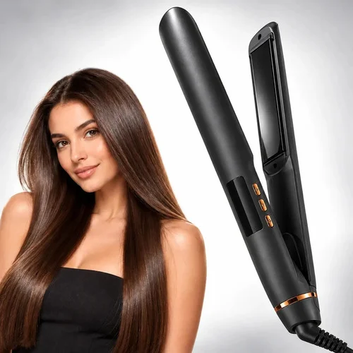 Chapinha Profissional Progressiva Elétrica C/ Display E Regulagem De Temperatura Desligamento Automático Revestimento Cerâmico Queratina Ions Negativos Aquecimento Rápido Bivolt Alisa Modela Cabo 360°