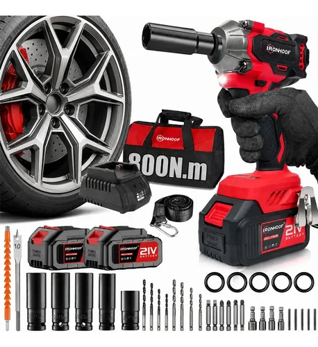 Chave De Impacto 800nm Furadeira E Parafusadeira Sem Escova 2 Bateria