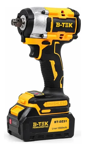 Chave de Impacto a Bateria B-Tek DZ-51, 21V, 3400RPM e 520 Nm, 1/2" pol, com 2 Baterias, Maleta e Kit Soquetes Profissional