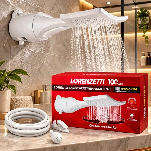 Chuveiro Ducha Loren Shower Multitemepraturas - Lorenzetti Branco 220v 7500w