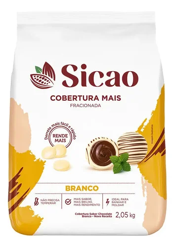 Cobertura Mais Fracionada Chocolate Branco Sicao Gotas 2,05kg