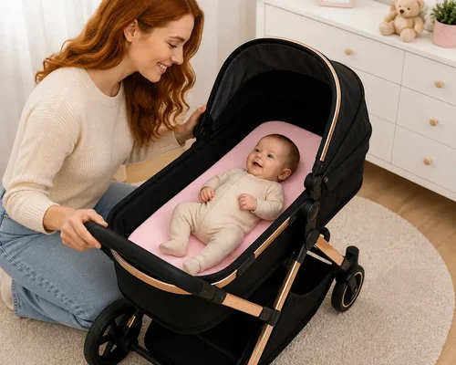 Colchonete Para Carrinho De Bebê Moises Universal Macio Rosa