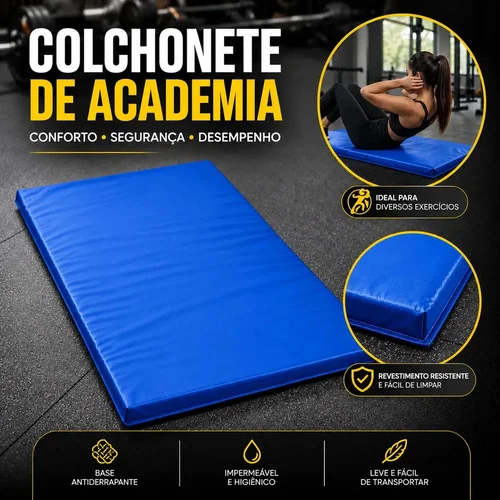 Colchonete Profissional para Academia e Yoga Antiderrapante Dobrável BPF equipamentos treino ao ar livre ou em casa tapete pilates