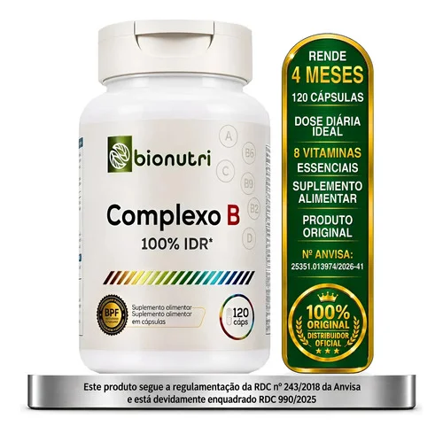 Complexo B B1 B2 B3 B5 B6 B7 B9 B12 100% Vd Recomendada Sem Sabor