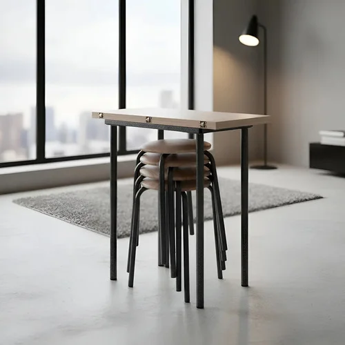 Conjunto Mesa Quadrada 4 Cadeiras Dobráveis Ciplafe Expert Aço Capuccino