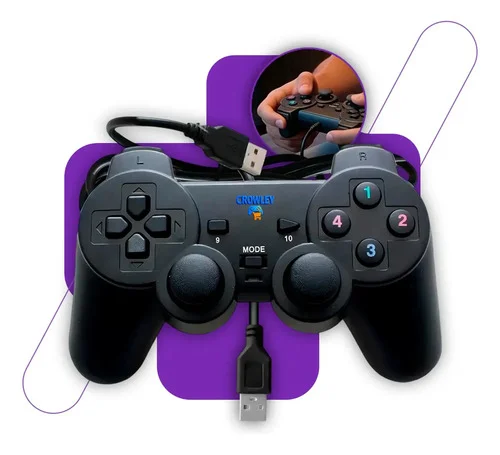Controle Com Fio Usb Para Pc Tv Manete Joystick - Crowley
