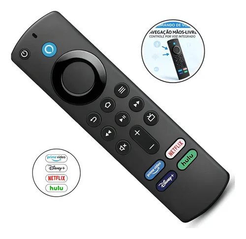 Controle Remoto Compativel Fire Tv Stick Lite Alexa 1,2,3gen Preto