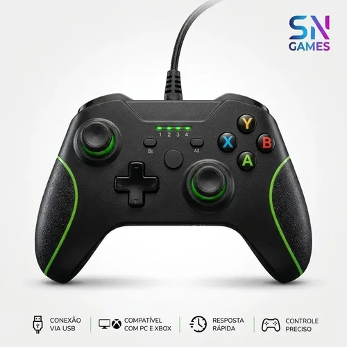 Controle Sngames Com Fio para Xbox One, Series e PC Com Vibração