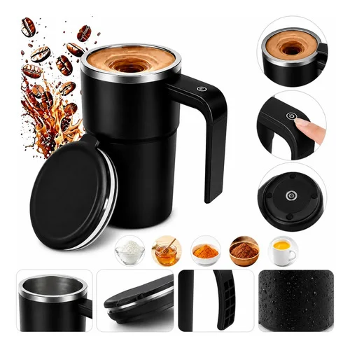 Copo Termico Mixer Automatico Caneca Misturadora Whey Cafe Preto