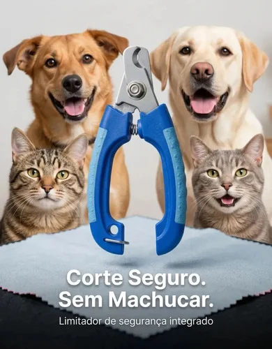 Cortador Unha Gato Cão Pet Antiderrapante, Com Limitador De Corte E Lâmina Em Aço Inox Dor Block Pequeno, Médio E Grande