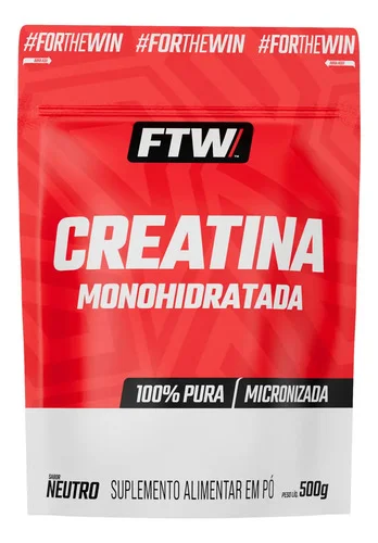 Creatina Monohidratada 100% pura Refil em pó sem sabor 500g FTW