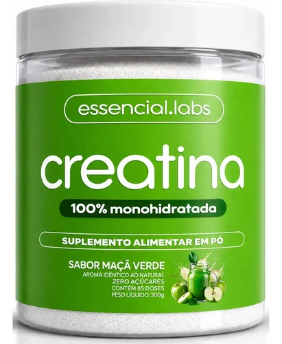 CREATINA MONOHIDRATADA 100% Pura - Sabor Maçã Verde - 300g