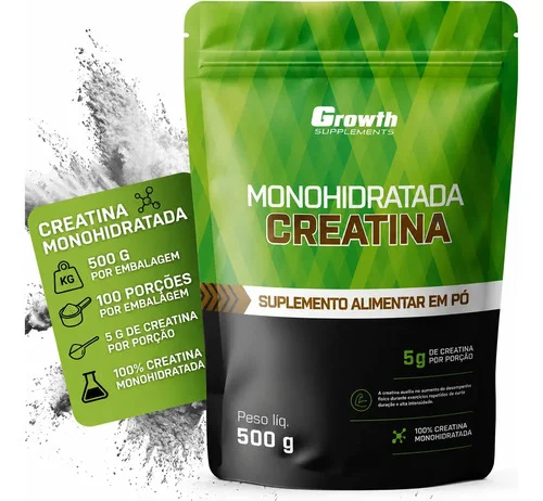 Creatina Monohidratrada 500g Importadada Growth Suplements Sem Sabor