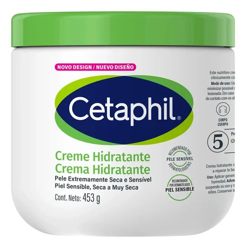 Creme Hidratante Cetaphil para Pele Seca a Muito Seca Sensível com Niacinamida B3 453g, Hidrata por até 48 h desde a primeira aplicação, restaura a barreira em 1 semana e acalma com glicerina,...