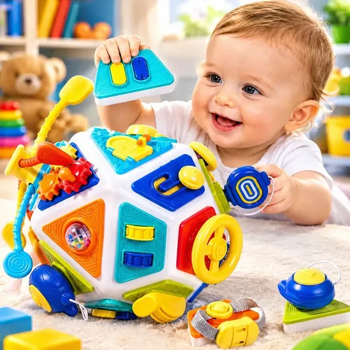 Cubo Didático Sensorial Montessori 22 Em 1 Brinquedo Bebê Multicolorido