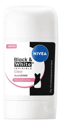 Desodorante Antitranspirante NIVEA Black & White Invisible Clear Proteção 72h Stick 54g