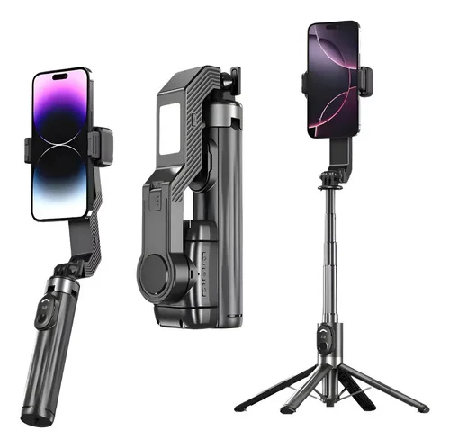 Estabilizador Gimbal Celular Bluetooth Dobrável 3 Eixos Luz Suporte Câmera Imagem Vídeo Portátil Profissional Tripés Para Câmeras