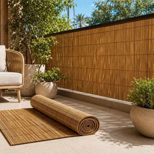 Esteira De Bambu Para Decoração Externa 5x1m Cortina Natural Natural