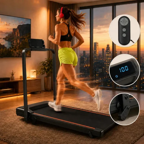 Esteira Elétrica Ergométrica Dobravel e Inclinação com Controle Remoto para Treinos Fitness, Corridas e Caminhadas Residencial até 100kg - Bivolt 110/220v - APFER