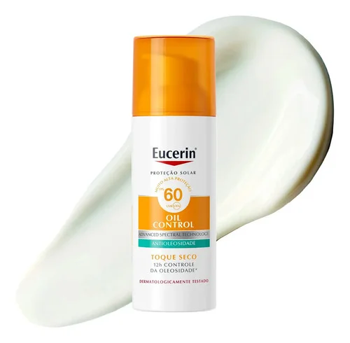 EUCERIN Protetor Solar Facial Oil Control FPS 60 50ml, Antioleosidade, Rosto, Proteção UVA, UVB e Luz Visível