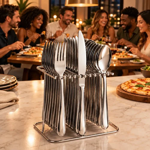 Faqueiro Inox 18 Peças 6 Pessoas Facas Garfos E Colheres Prateado