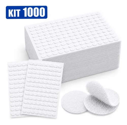 Fecho De Contato Adesivo Redondo Premium 15mm 1000 Pares Branco