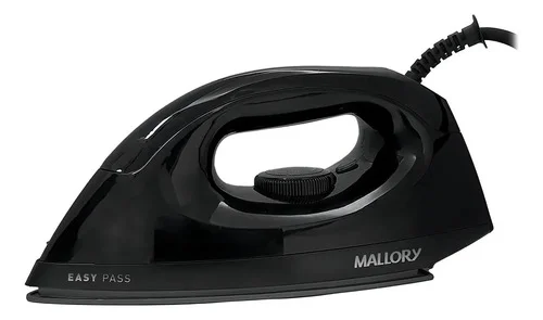 Ferro Mallory Easy Pass a Seco – Base Antiaderente, Compacto, Salva Botões, Seletor de Temperatura e Luz Piloto