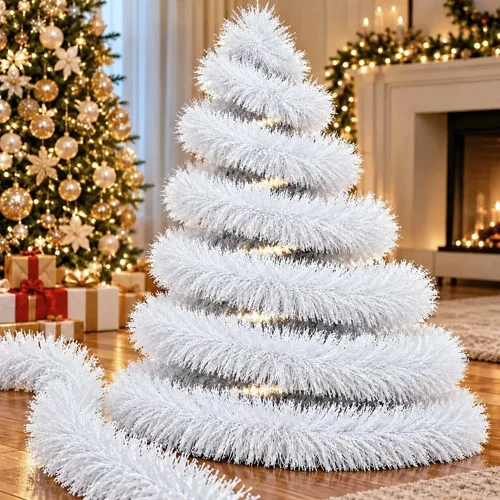Festão Natal Volumoso Enfeite Natalino 4 Cores Branco