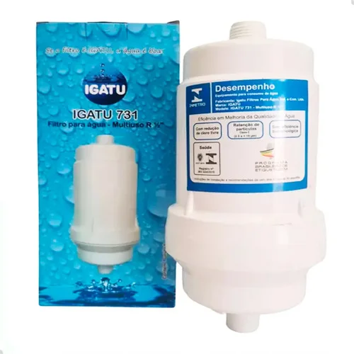 Filtro Água Igatu 731 Rosca 1/2 Carvão Ativado Multiuso Para Bebedouro Industrial Pia Cozinha