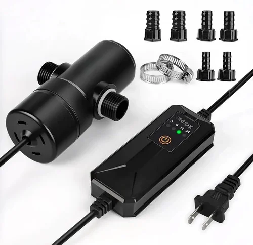 Filtro Esterilizador Reator UV In-Line Newpet 3W 10-60L Timer Inteligente Anti Água Verde Para Mangueiras 13-19mm Aquário Canister Sump