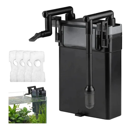Filtro Externo Cascata Hang On Aquário Newpet 500 L/h 30-120L Fluxo Regulável 4 Refis Flauta Silencioso