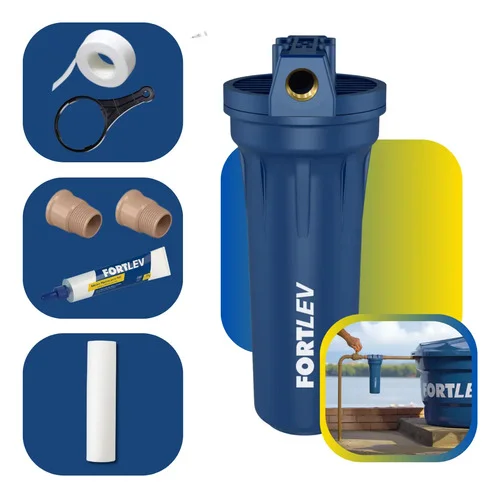 Filtro Limpa Caixa Dágua Cavalete Fortlev Filter Flux Kit Azul 0v