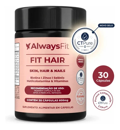 FitHair AlwaysFit | Biotina + Zinco + Ferro + Cobre + Cisteína + Vitaminas | 30 Cápsulas
