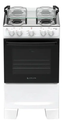 Fogão 4 Bocas Atlas Mônaco Plus Automático com Mesa Inox Branco Bivolt