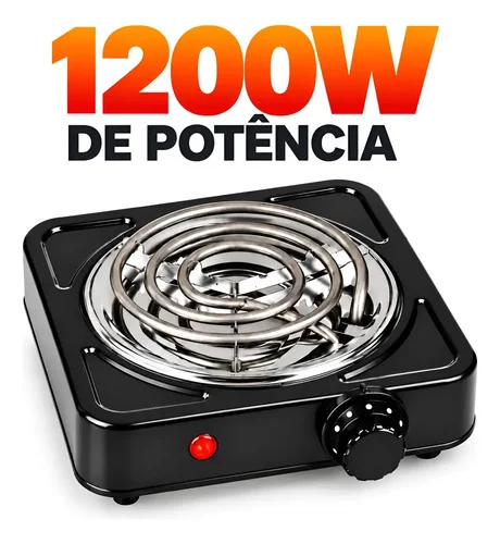 Fogão Cooktop Fogareiro Elétrico 1 Boca Portátil 1200w Preto 127v