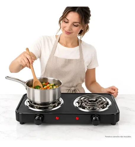 Fogão Cooktop Fogareiro Elétrico 2 Bocas Portátil 2500w Preto 127v