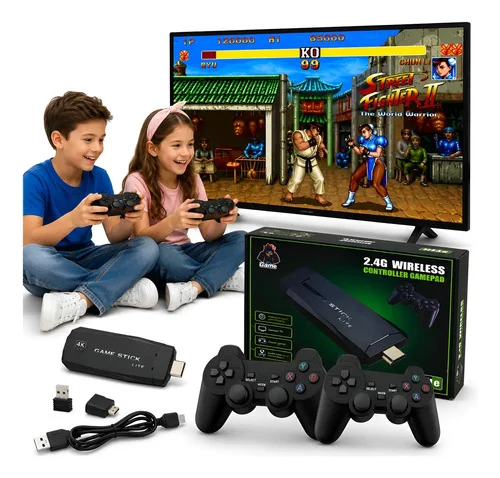 Fone Adapt Console Premium  Retro Lite M8 4k Para Joga Na Tv Preto Console Retrô Hdmi Plug Play Fliperama Compatibilidade Universal