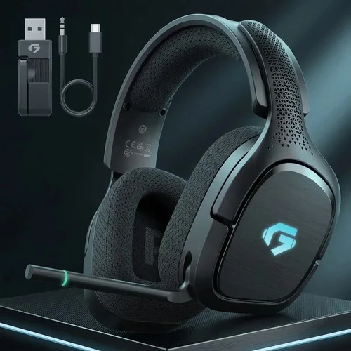 Fone De Ouvido Headset Gamer Sem Fio Olafvi Captain 700 Pro Over-ear Microfone Cancelamento Ruído Pc Videogame